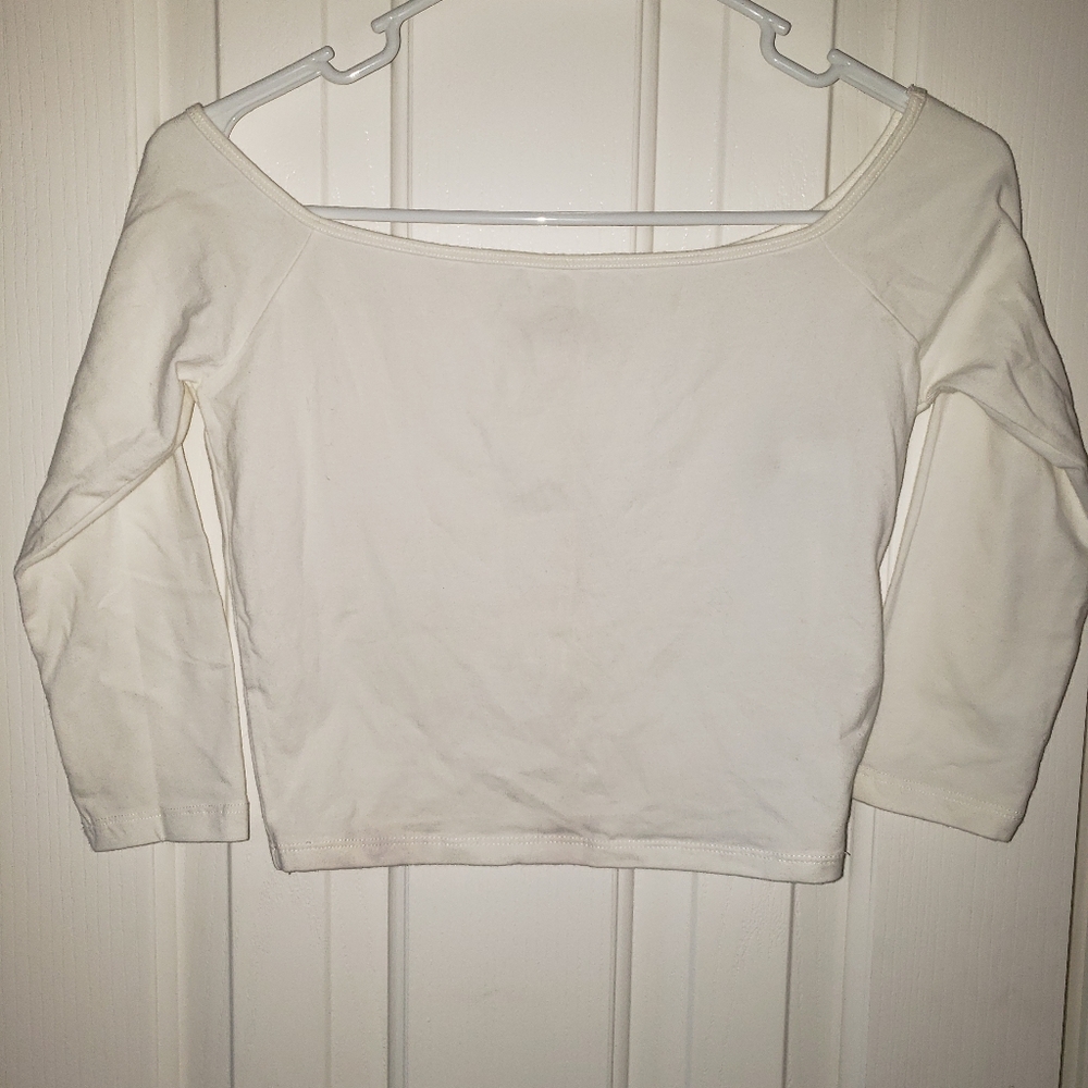 Hollister white long sleeve crop top medium nwt